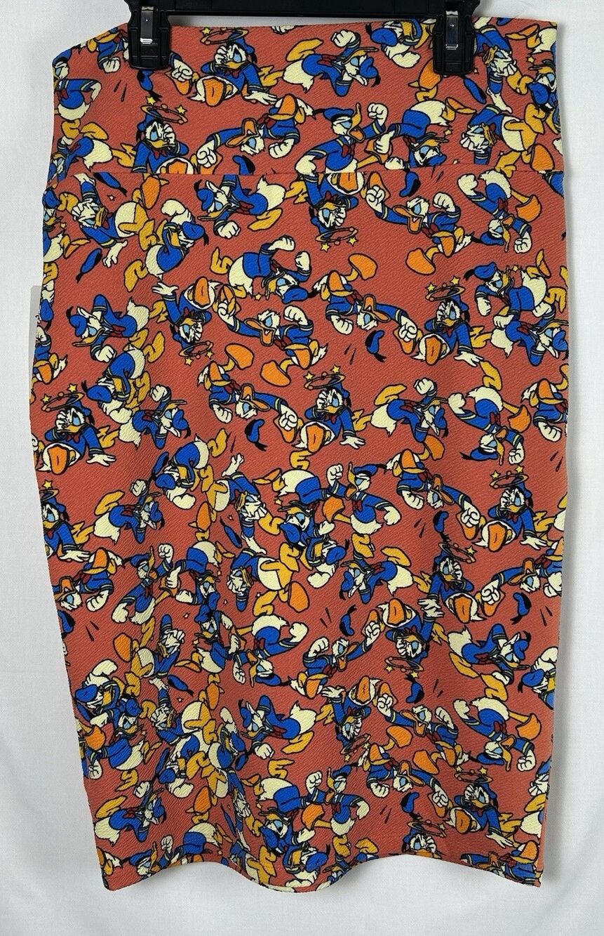 NWT LuLaRoe Disney Cassie Pencil Skirt Womens Med Donald Duck Red Stretch Knit